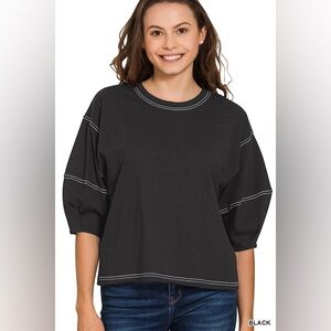 Zenana 3/4 BALLOON SLEEVE TOP